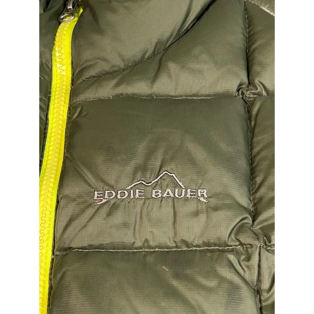 Eddie Bauer puffer vest Large Lightweight Goose Down 700 Fil Olive Green  Padded
